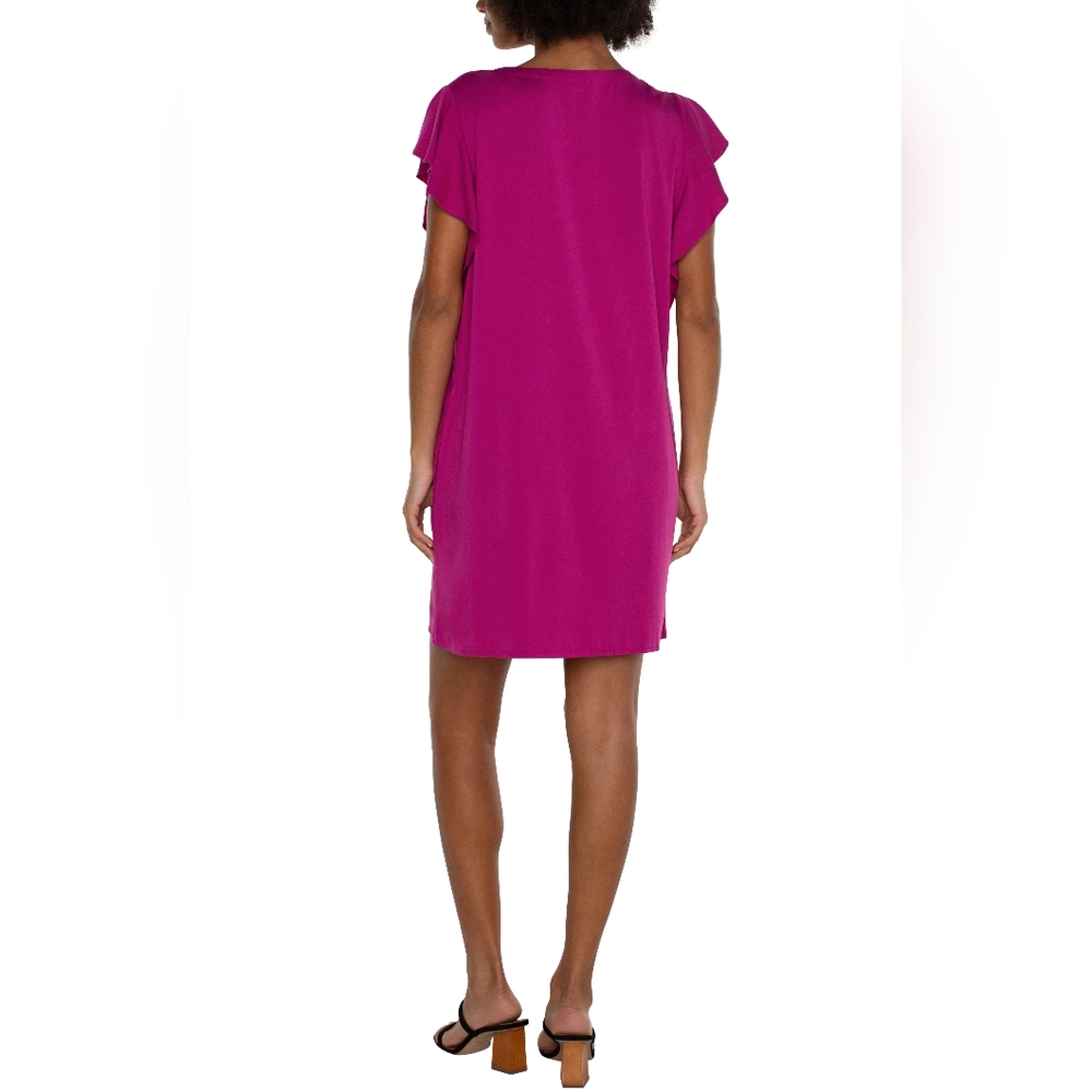 Liverpool Los Angeles fuschia flutter sleeve dress